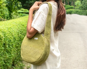 Handmade Hemp Shoulder Bag: Minimalist Handwoven Purse