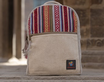 Handmade Hemp Backpack: Medium Festival Travel Bag