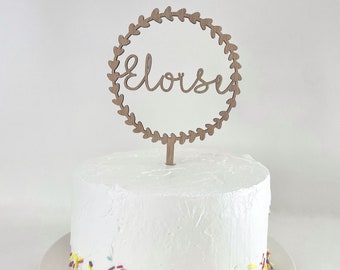 Cake Topper personnalisé en bois Anniversaire Baptême Communion