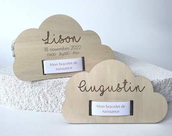 Birth card for baby bracelet, Birth bracelet holder