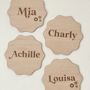 Carte ondulée annonce naissance prénom bébé en bois, Carte prénom bébé