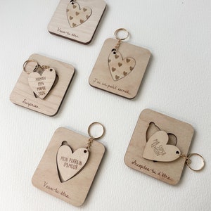 Customizable announcement key ring, pregnancy announcement, wedding witness, grandparents...