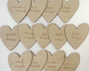 Heart Milestone Card Set - Baby's First Year - Photography Prop - Birth Gift