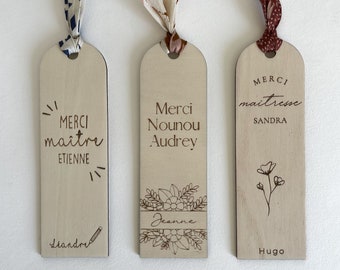 Personalized wooden bookmark Grandfather's Day, mistress gift, master, Atsem nanny gift, end of year Christmas gift