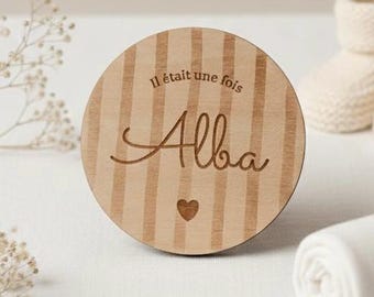 Personalized wooden birth announcement card