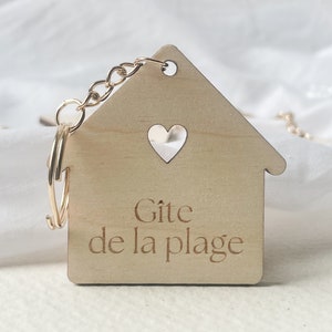 Porte-clés maison en bois personnalisable, couple, location airbnb, cadeau crémaillère image 5