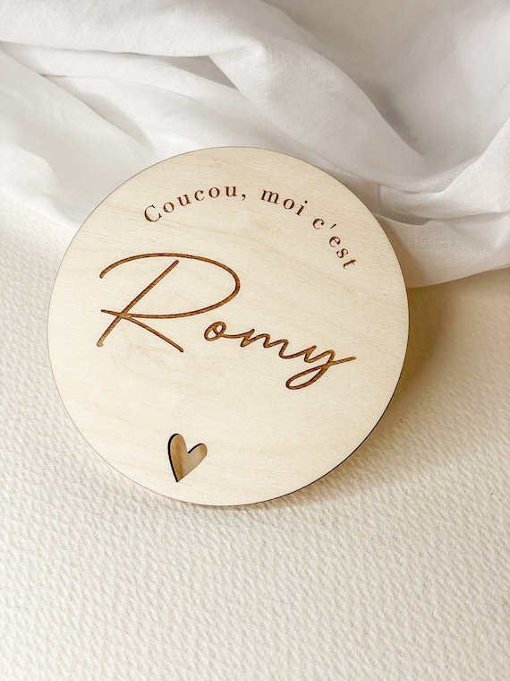 Carte annonce naissance prénom bébé en bois, Carte prénom bébé