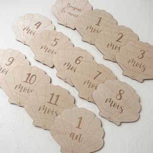 Set de Cartes Étapes Coquillage - Première Année de Bébé - Accessoire photographie - Cadeau de Naissance