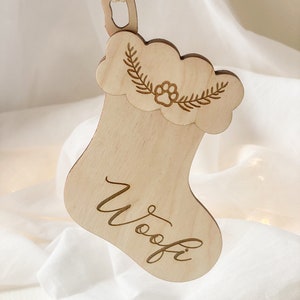 Boule de noël animaux personnalisée en bois, Décoration de Noël chien chat image 1