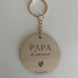 Porte-clés en bois personnalisé parrain mamie maman papa, grands pères, papy image 3