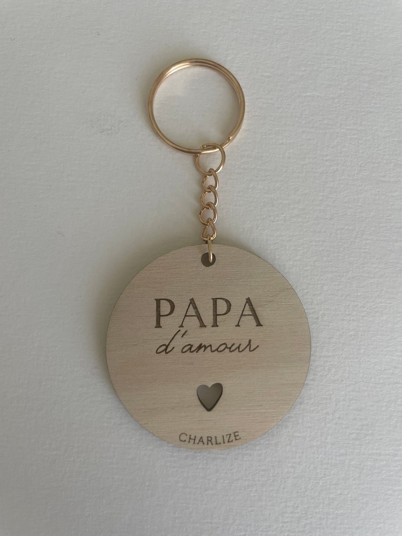 Gepersonaliseerde houten sleutelhanger peetvader oma moeder vader, grootvaders, opa afbeelding 3