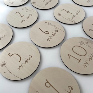 Cartes étapes fleuries naissance en bois Kit première année bébé