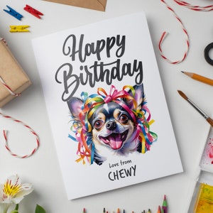 Chihuahua personalisierte Aquarell Geburtstagswünsche, perfekt für kleine Pfoten