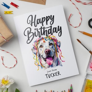Tarjeta de cumpleaños personalizada con acuarela de Labrador, alegría para los amantes del Labrador
