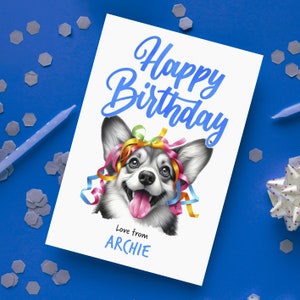Cartes d'anniversaire personnalisées Welsh Corgi | Adorable crayon aquarelle | Cadeau pour amoureux des chiens | Lot de 5 ou une pièce