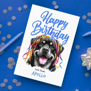 Personalisierte Rottweiler Geburtstagskarten | Entzückender Aquarell Bleistift | Hundeliebhaber Geschenk | 5er Pack oder Einzeln
