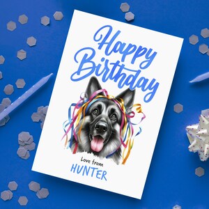 Gepersonaliseerde verjaardagskaarten Duitse herder | Schattig aquarelpotlood | Cadeau hondenliefhebber | Pakket van 5 of per stuk