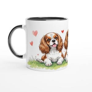 Cavalier King Charles Spaniel-Keramik-Tasse | Niedliches Hundeliebhaber Geschenk | Minimalistisches Cavalier Design mit Herzen