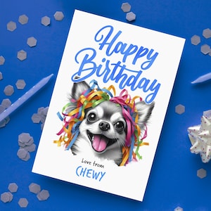 Tarjetas de cumpleaños personalizadas de chihuahua / Adorable lápiz de acuarela / Regalo para amantes de los perros / Paquete de 5 o individual