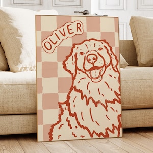 Trendy Colorful Custom Dog Portrait, Cute 100% Hand Draw Pet Portrait, Badly Drawn Custom Dog Art, Modern Pet Poster for Pet Parent Gifts