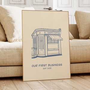 Custom Storefront Portrait, Commercial Building Portrait From Photo, Hand Drawn Restaurant Painting, Bar Sketch, Gift for Business Owners