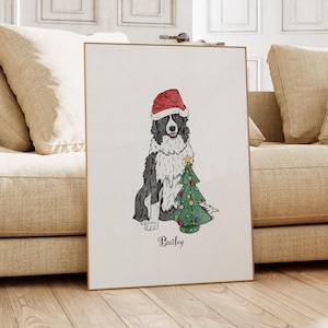 Mini retrato de mascota personalizado de Navidad, retrato de perro personalizado en acuarela, pintura de perro personalizada, retrato de mascota en acuarela, regalo de Navidad personalizado