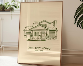 Custom House Portrait, House Drawing From Photo, House Sketch Digital, Housewarming Gift, New Home Gift, Realtor Closing Gift for Clients