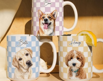 Chess Coffee Cup Gift For Cat and Dog Lovers, Custom Dog Remembrance Gifts, Personalized Watercolor Pet Mug, Gift for Dog Mom, Pet Gift Idea