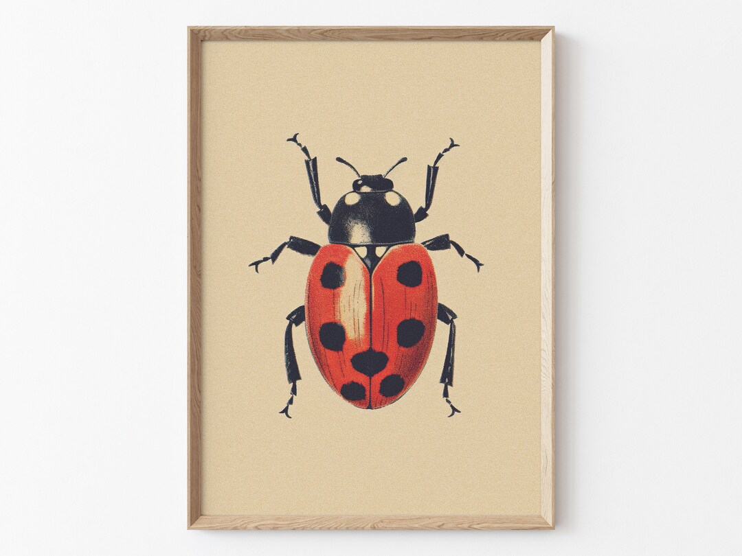 Vintage Ladybug Antique Beetle PRINTABLE Wall Art Print Red - Etsy