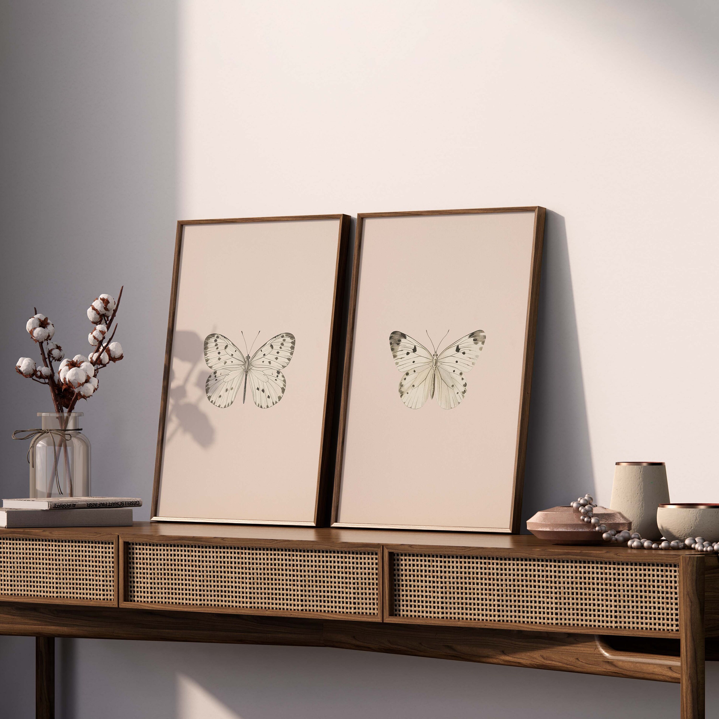 Minimalist Butterfly PRINTABLE Wall Art | Set of 2 Boho Vintage Insect ...