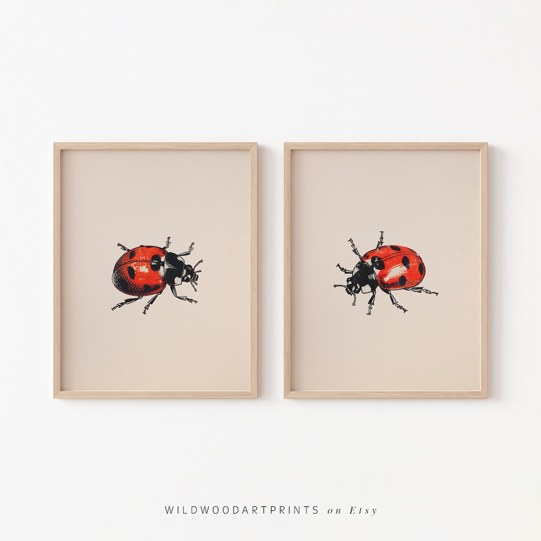 Cute Ladybug Print, Lady Beetle PRINTABLE Wall Art | Set of 2 ...