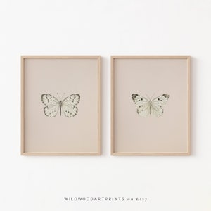 Minimalist Butterfly PRINTABLE Wall Art | Set of 2 Boho Vintage Insect Poster DIGITAL DOWNLOAD | Butterfly Print Home Decor Instant Download