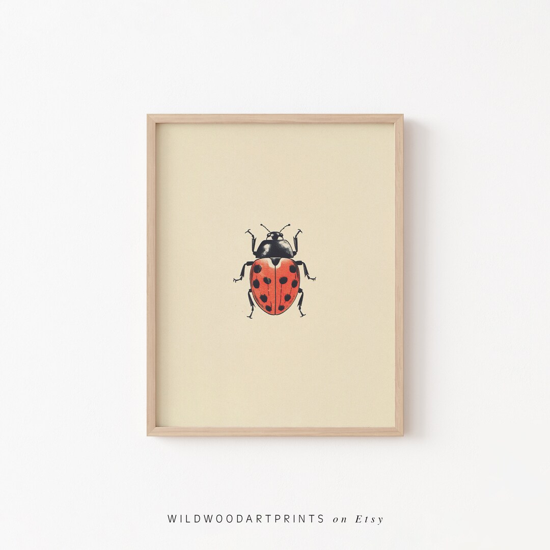 Vintage Ladybug, Antique Beetle PRINTABLE Wall Art Print | Red ...