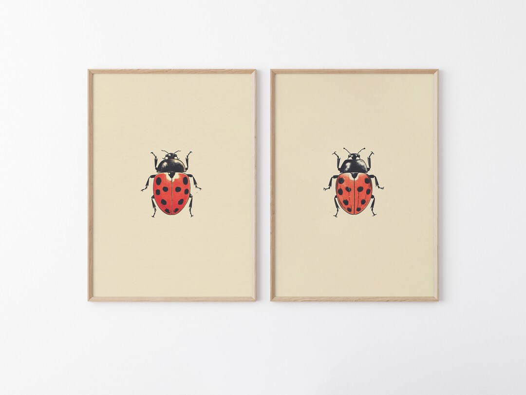 Vintage Ladybug Set of 2 PRINTABLE Wall Art Prints | Red Minimalist ...