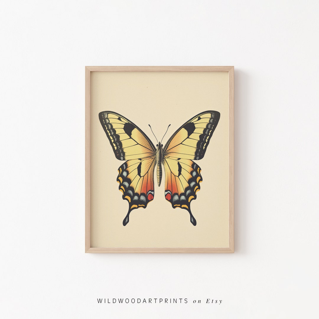Vintage Butterfly Print PRINTABLE Wall Art | Boho Retro Butterfly ...