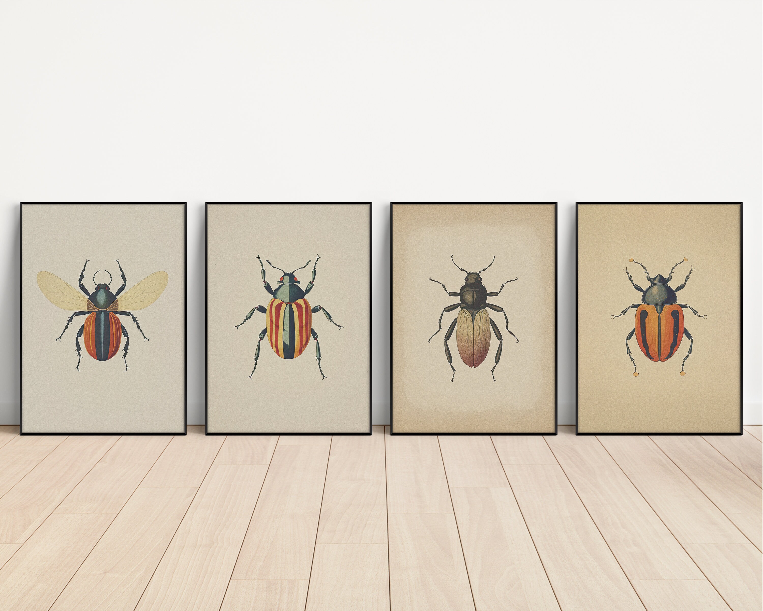 Antique Beetles, Vintage Bugs PRINTABLE Wall Art Prints | Set of 4 ...