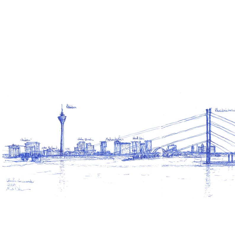 Düsseldorf Skyline in blau Bild 7