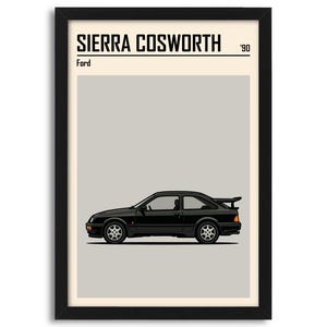 Ford Sierra RS Cosworth - 1990, Minimalist Poster, Digital Print, Gift Idea, Wall Home Decor