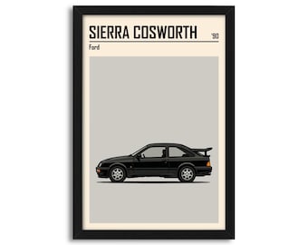 Ford Sierra RS Cosworth - 1990, Minimalist Poster, Digital Print, Gift Idea, Wall Home Decor