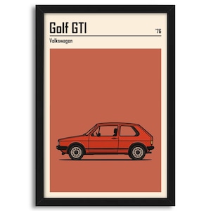 VW Golf GTI Mk1 - 1976, Minimalist Poster, Digital Print, Gift Idea, Wall Home Decor