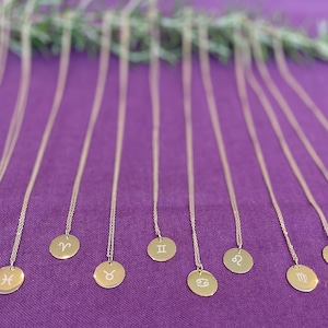 Zodiac Necklaces, Star Sign Pendant Necklace, Horoscope Necklace, Horoscope Gift, Birth Sign Necklace, Zodiac Disc Necklace