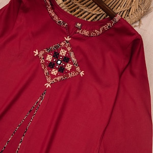 Maroon Slub Cotton Kurta Palazzo Suit with Dupatta