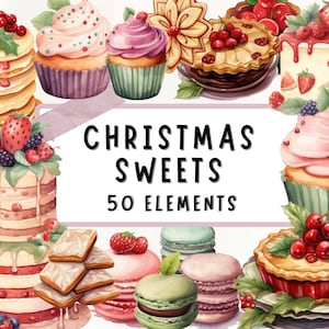 Christmas Cookies Clipart Desserts png Christmas Clipart Cookies and Cupcakes clipart macarons PNG cakes png Instant Digital Download