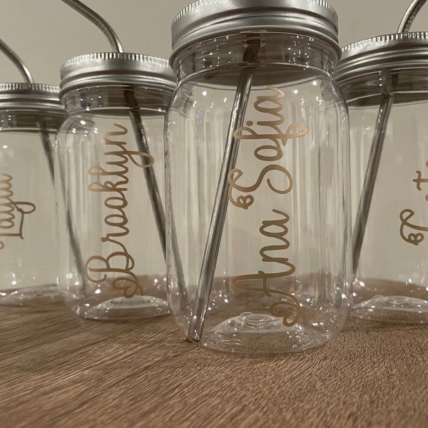 Personalized Plastic Mason Jar Party Cups || Party Favors