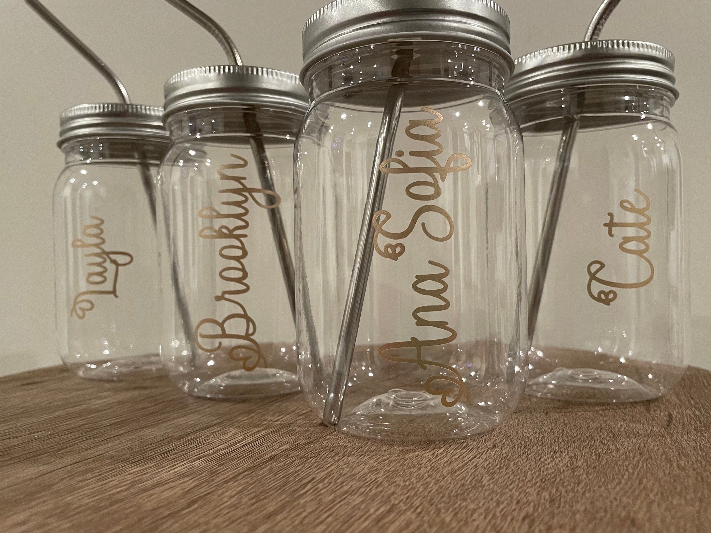 Zephyr Canyon Plastic Mason Jars with Handles, Lids and Straws