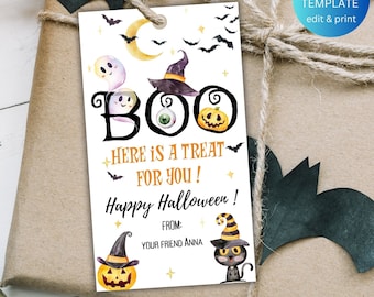 Editable Halloween Favor Tags Boo Gift Tags Trick Or Treat Favor Tags Costume Birthday Party Download Printable Template Canva Tag Download