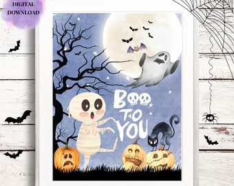 Mummy Print, Halloween Printable Wall Art, Hhalloween Printable Decor Poster, Halloween printable digital download