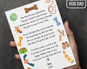 Fathers Day Card From The Dog, Dog Dad Funny Greeting  Card For Him, Happy Fathers Day Editable Canva Template
