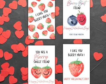 Editable Berry Valentines Gift Tags Valentine You Are Berry  Frend Tag Valentines Fruit Classroom Gift Tag Editable Canva Template Download