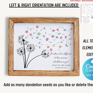 Regalo de agradecimiento para maestros, editable, imprimible, recuerdo de fin de curso para estudiantes, huella dactilar, regalo personalizado para maestros, regalo de agradecimiento.